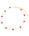 Choker Flores Rojas + Aretes