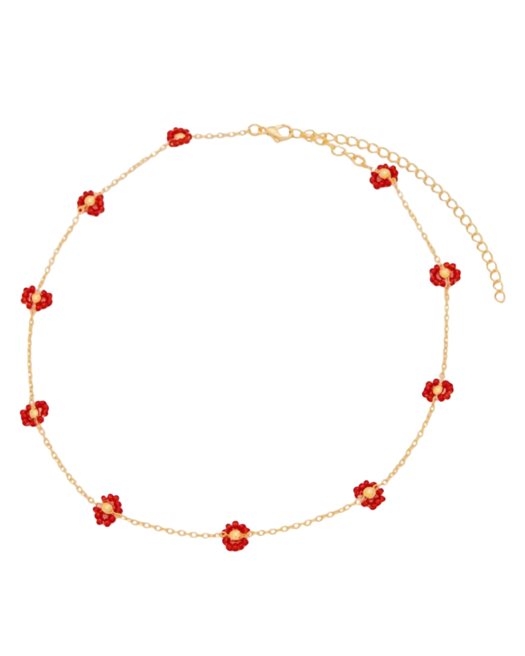 Choker Flores Rojas + Aretes