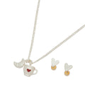 Set Collar Taza Corazón + Aretes Plata
