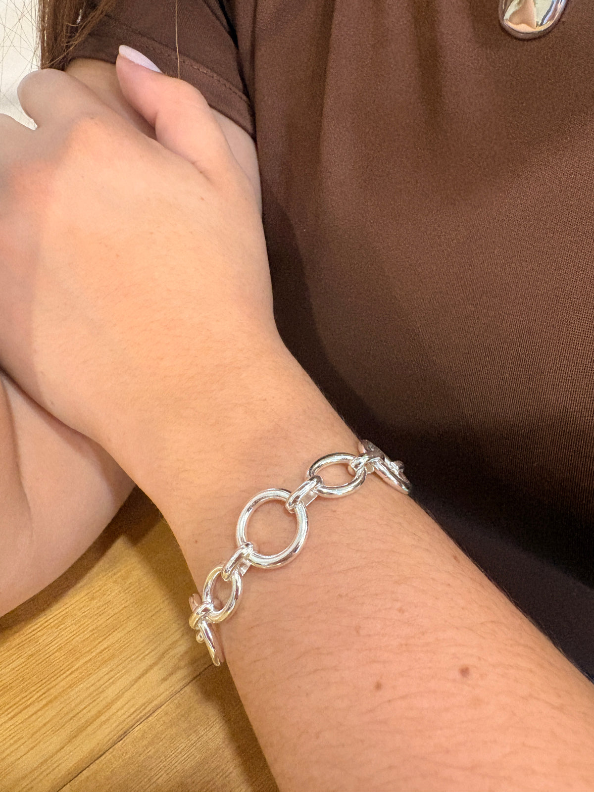 Pulsera eslabones plateada