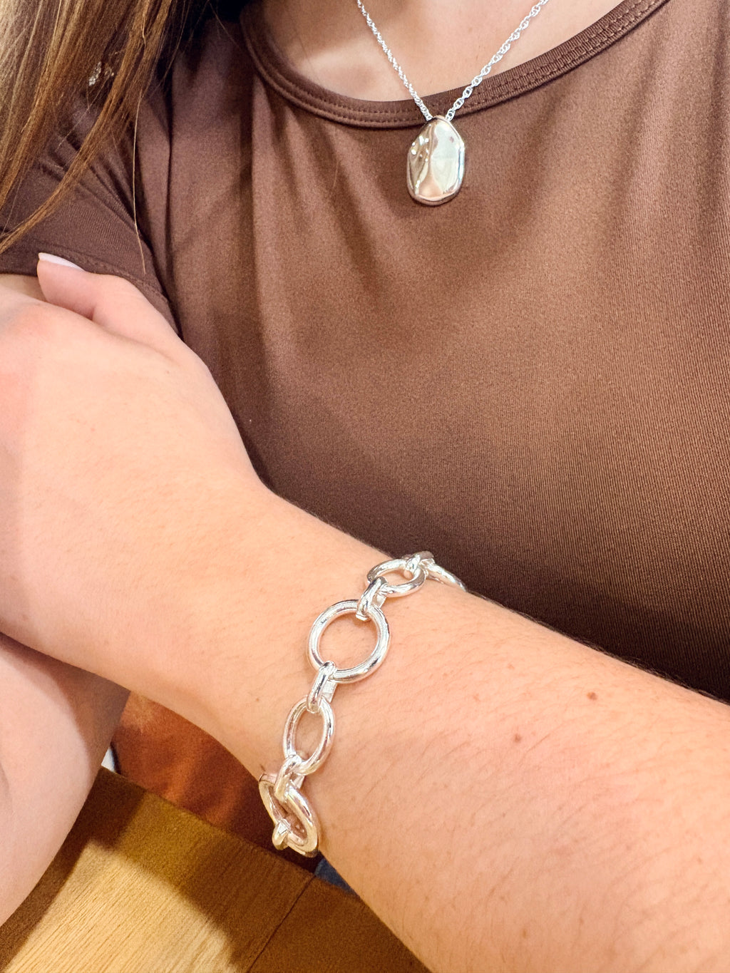 Pulsera eslabones plateada