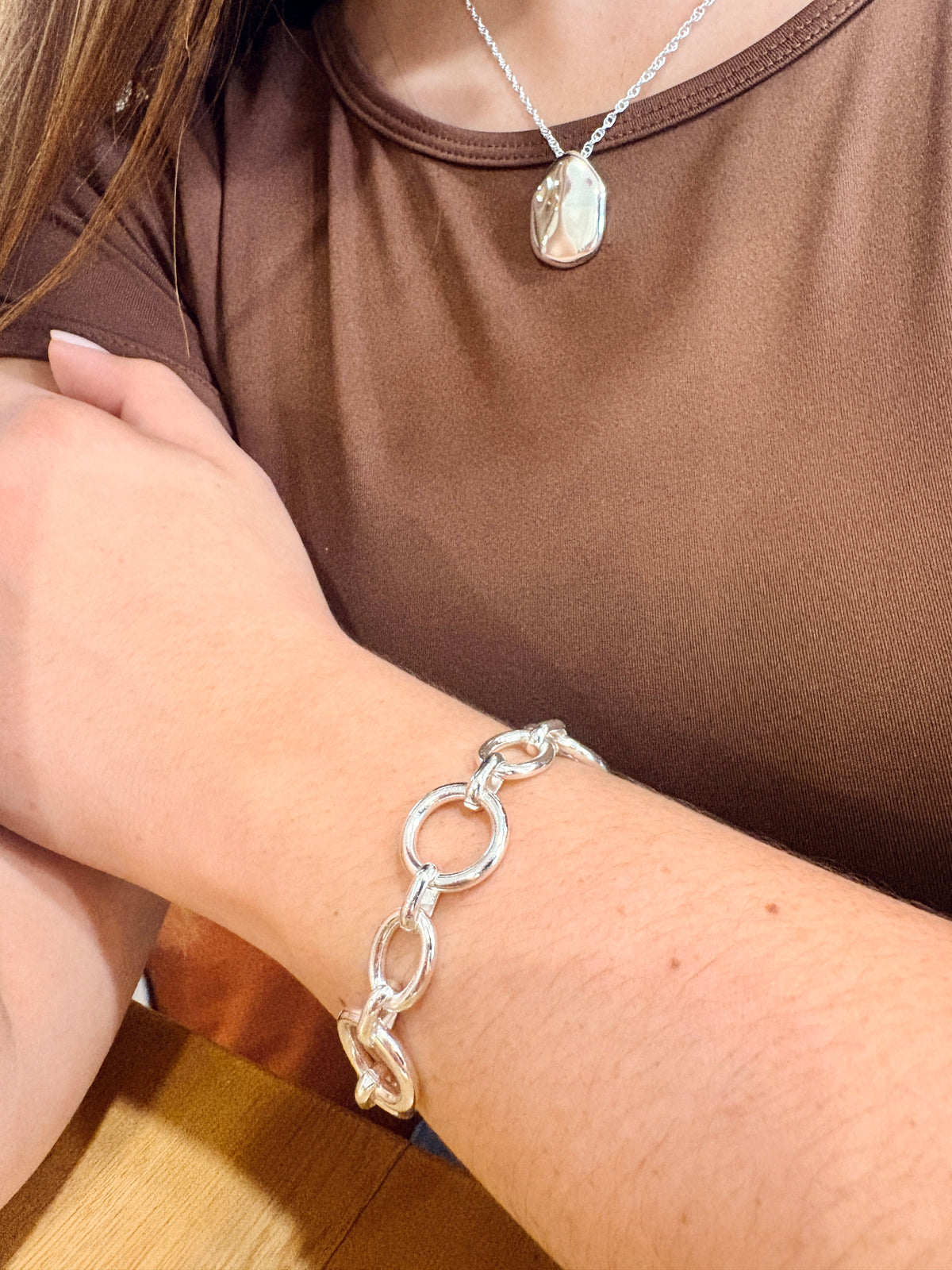 Pulsera eslabones plateada